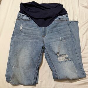 Pinkblush Over Belly Maternity Distressed Cropped Boyfriend Jeans 31